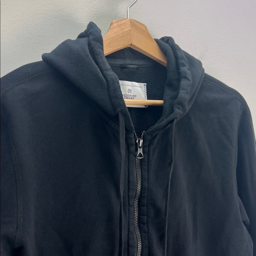 Reigning Champ Black Full-Zip Hooded Sweatshirt - Picture 3 of 10